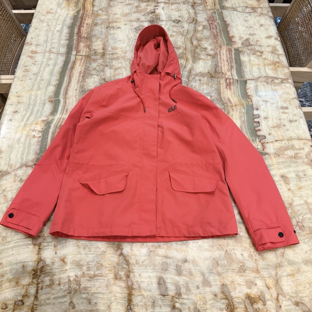 Jack Wolfskin‎ Women's Hooded Waterproof Rain Jacket Coral Pink Size Medium